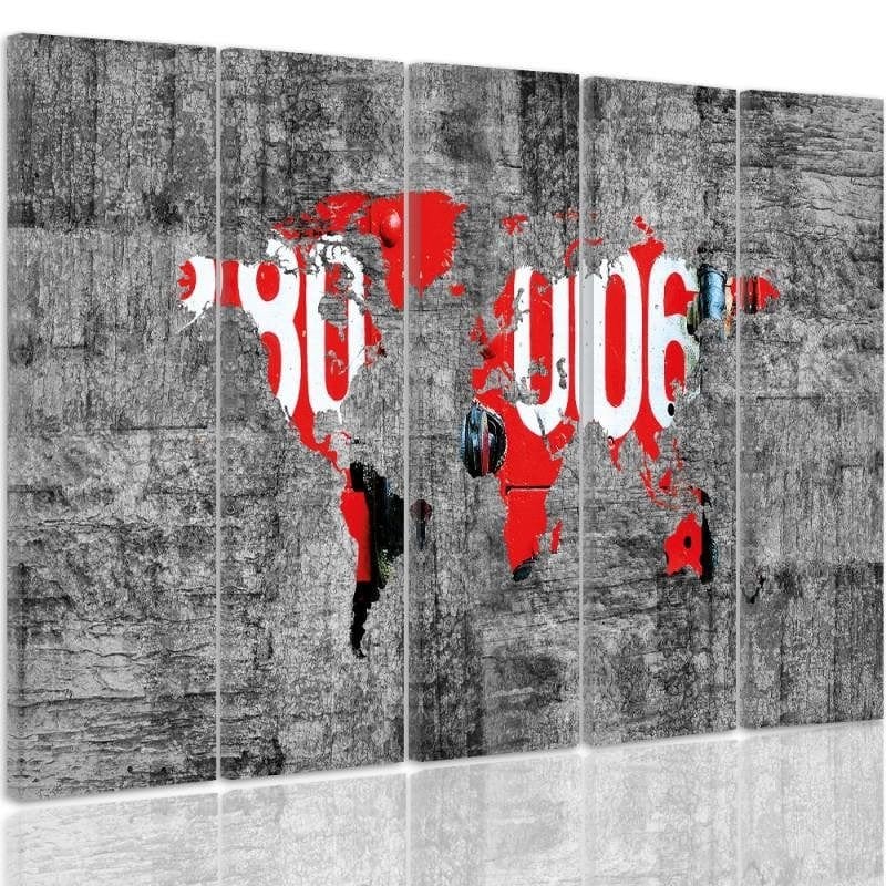Kanva no 5 daļām - Type C, World Map On The Wall Home Trends DECO