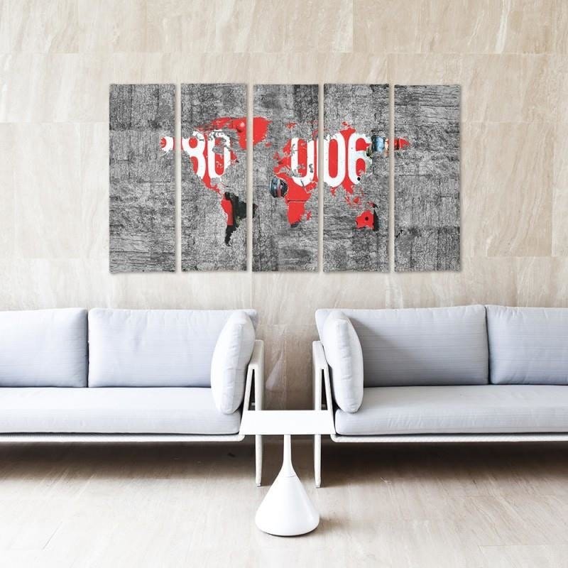 Kanva no 5 daļām - Type C, World Map On The Wall Home Trends DECO