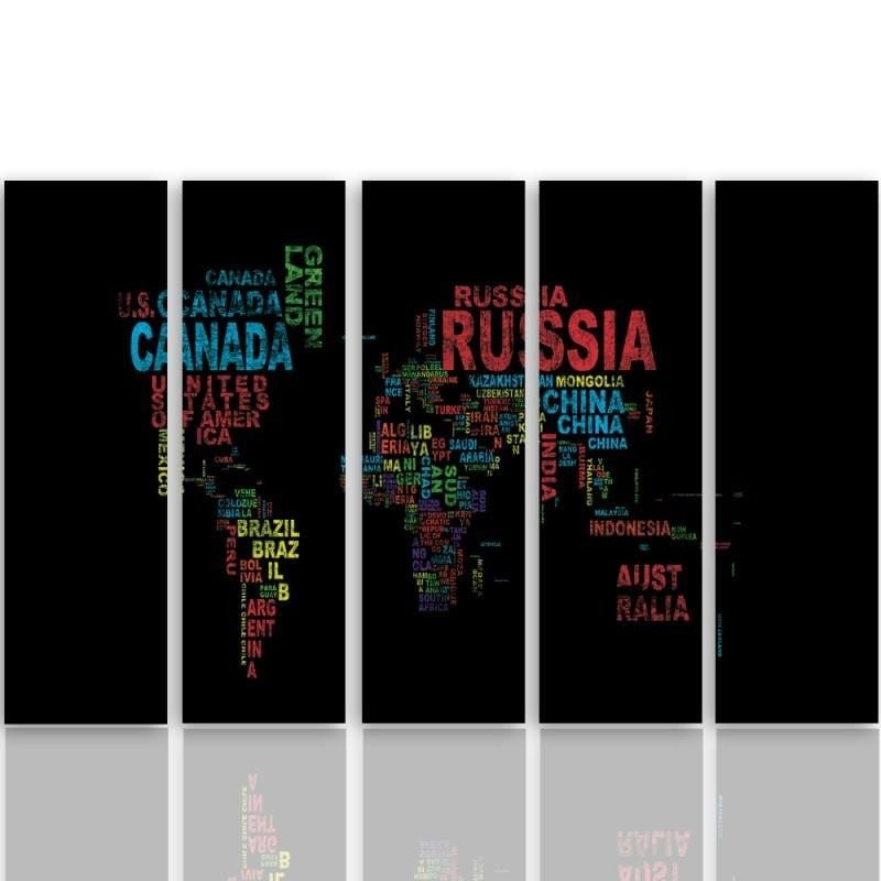 Kanva no 5 daļām - Type C, World Map With Subtitles Home Trends DECO