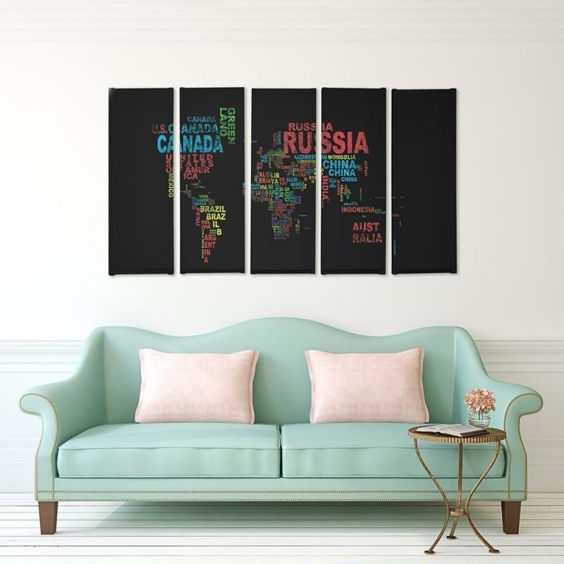 Kanva no 5 daļām - Type C, World Map With Subtitles Home Trends DECO