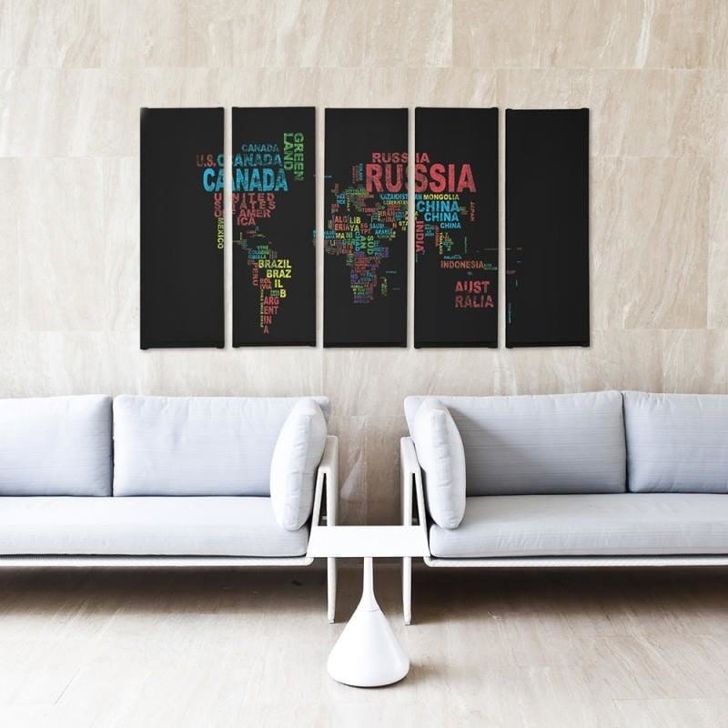 Kanva no 5 daļām - Type C, World Map With Subtitles Home Trends DECO