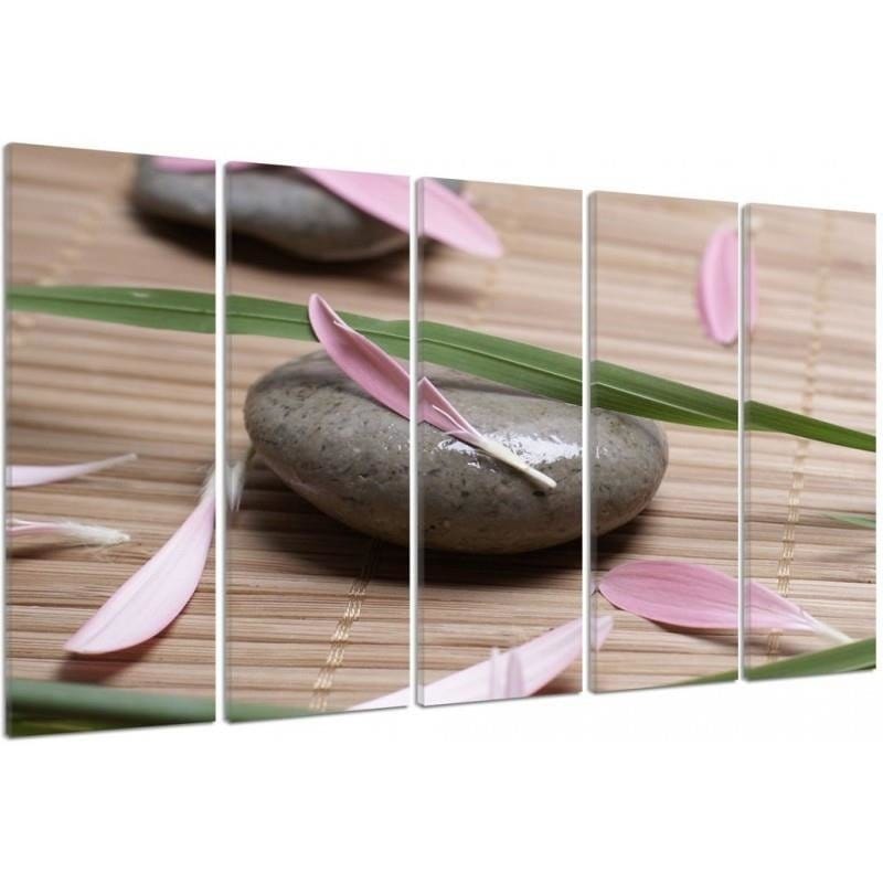 Kanva no 5 daļām - Type C, Zen Stone With Flower Petals Home Trends DECO