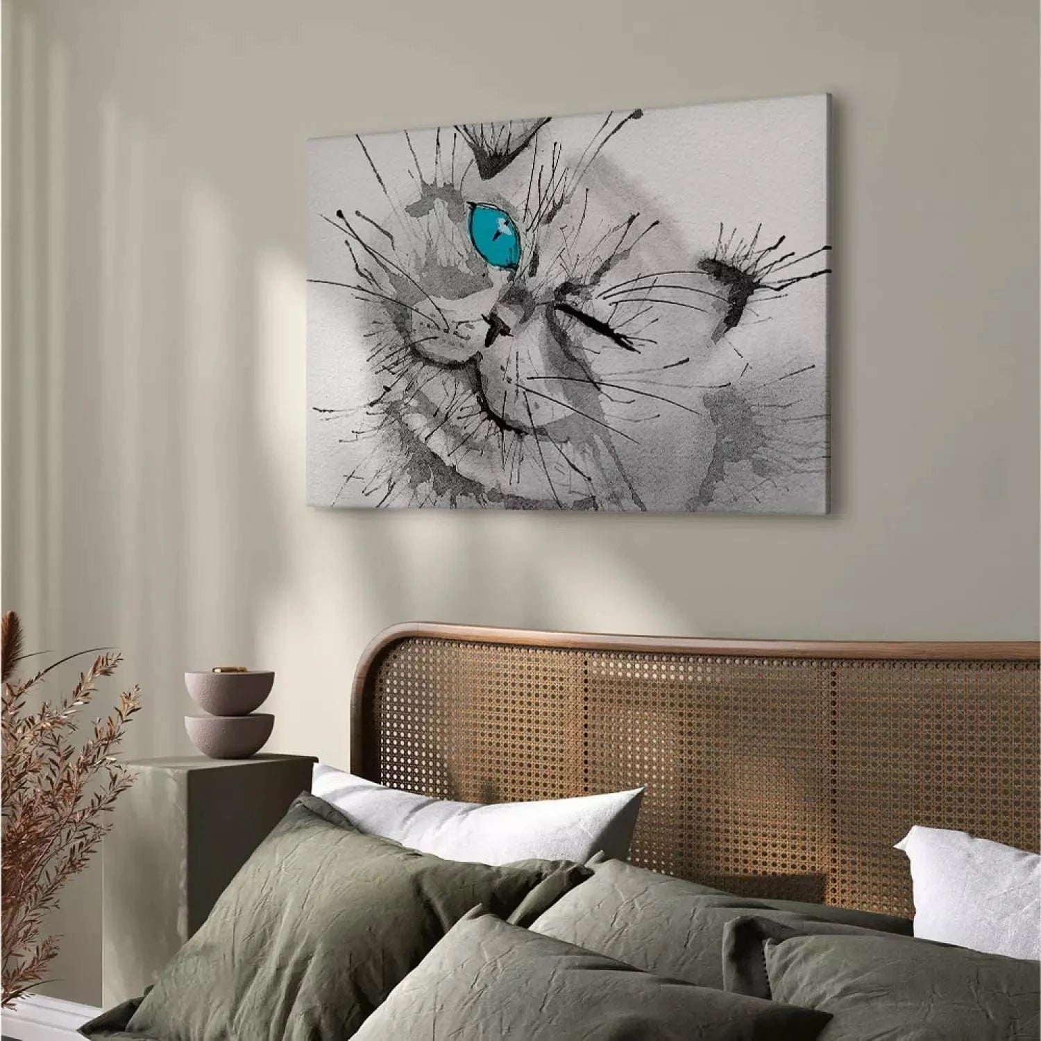 Kanva - Pelēks kaķis ar zilu aci, 123376 Home Trends