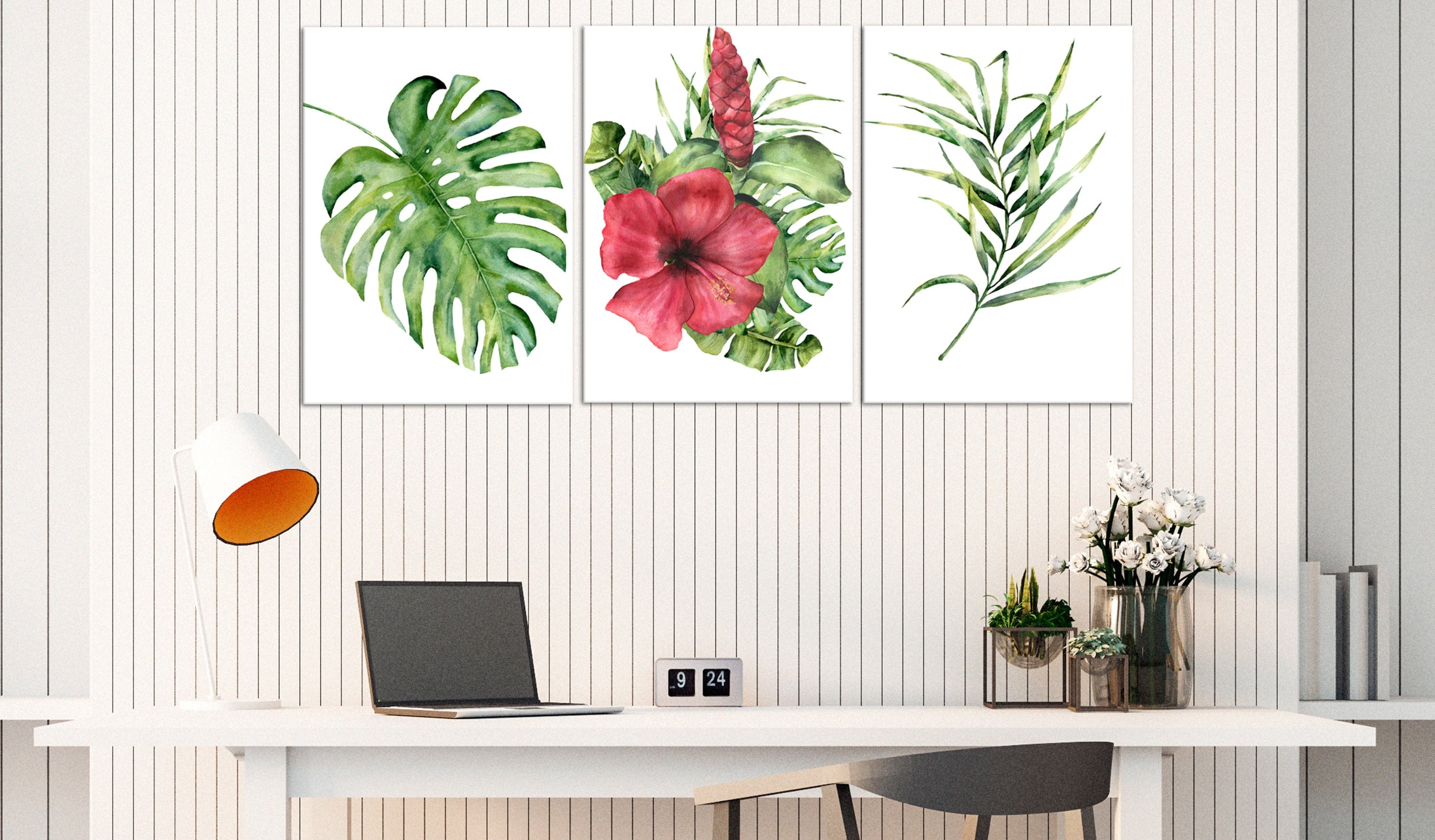 Glezna - Red Hibiscus (3 Parts) 120x60 Home Trends