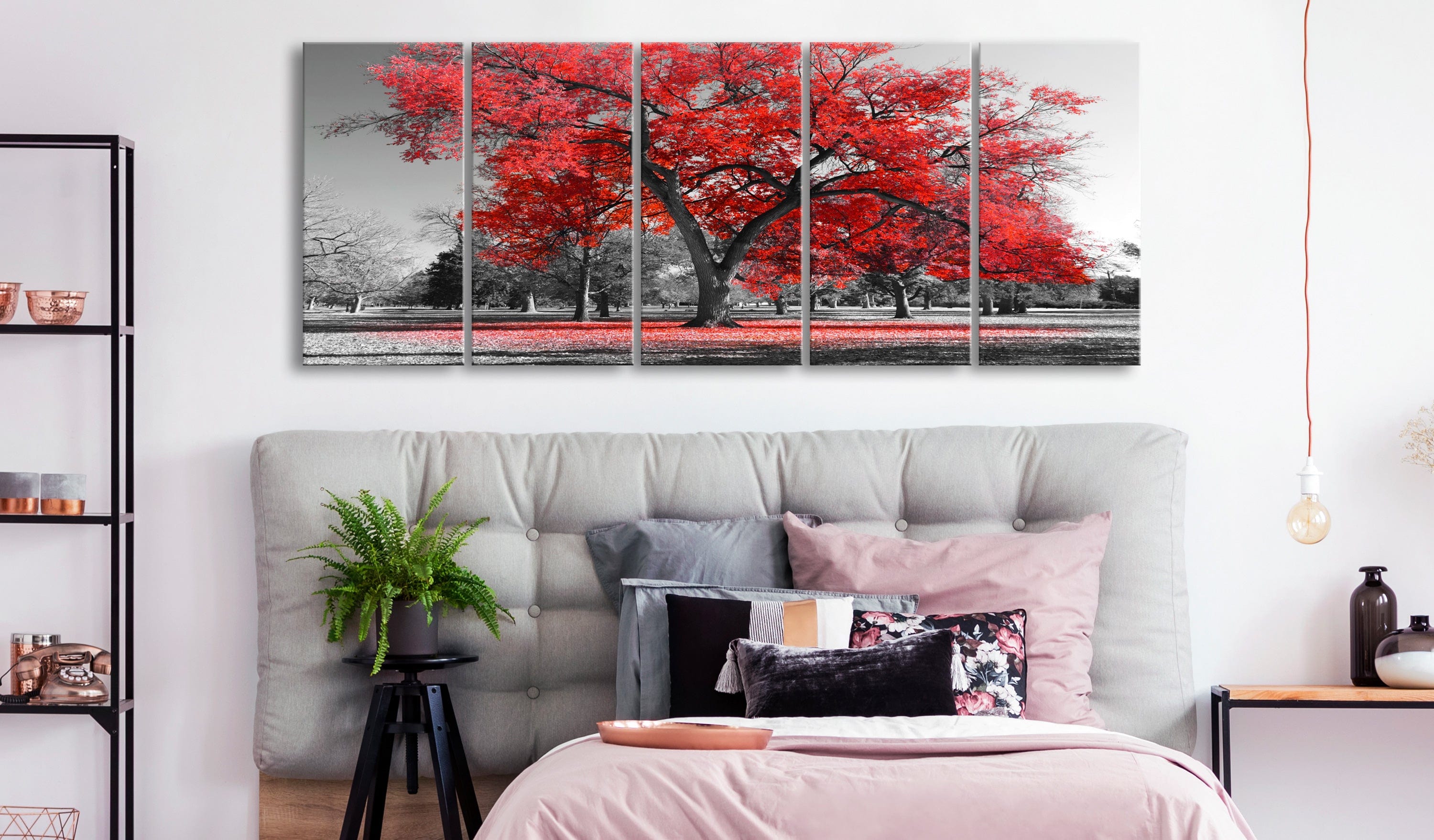 Glezna - Rudens parkā (5 daļas) šaura, sarkanā krāsā Home Trends