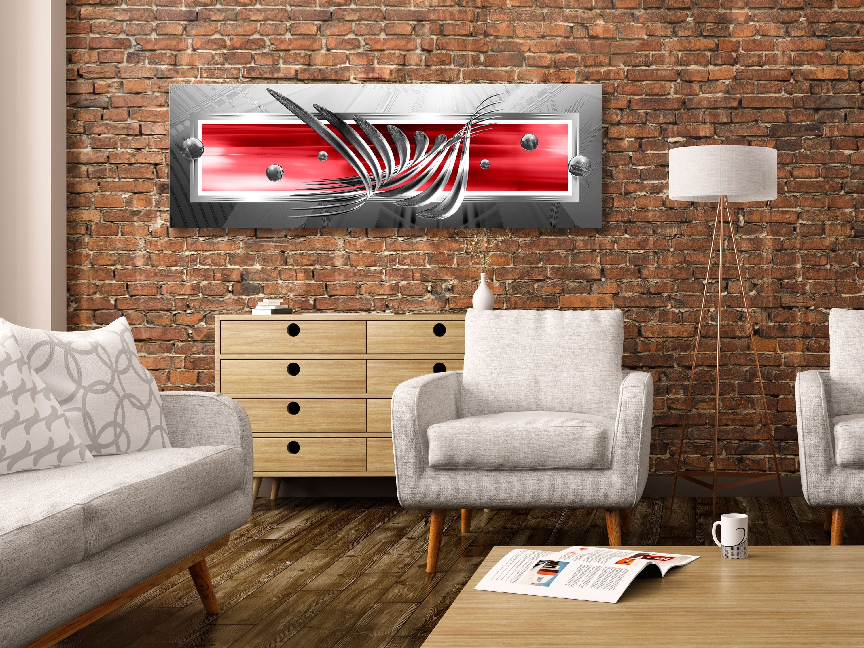 Glezna - Silver Wings (1 Part) Narrow Red Home Trends
