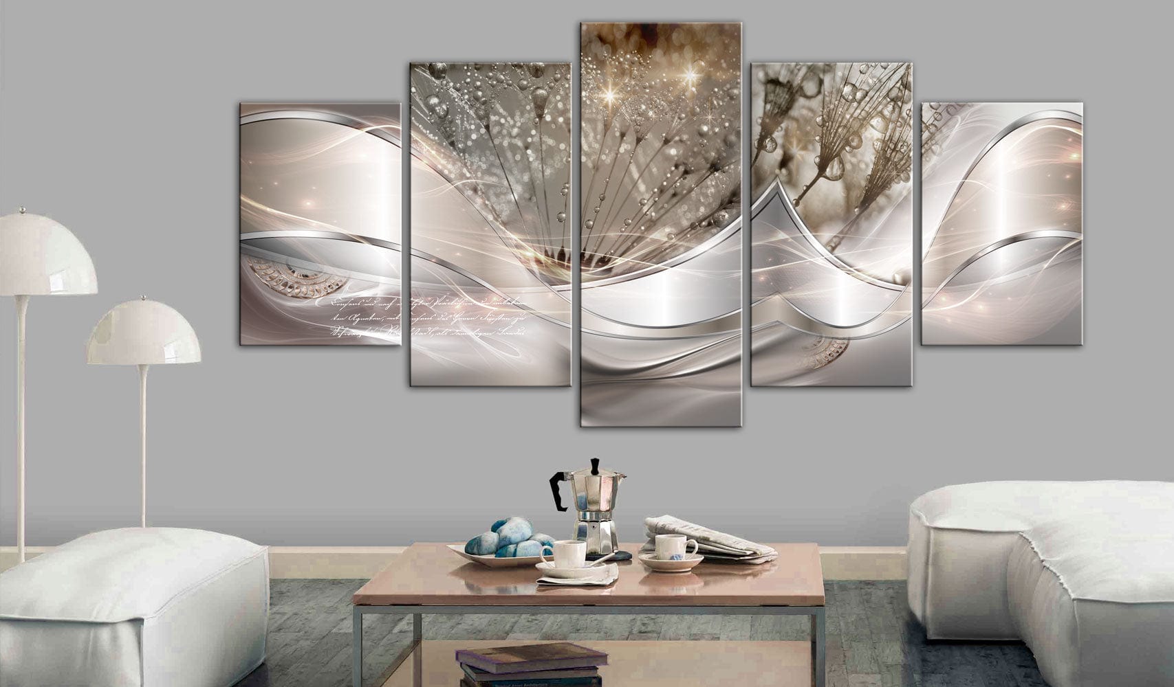 Glezna - Sparkling Dandelions (5 Parts) Beige Wide Home Trends