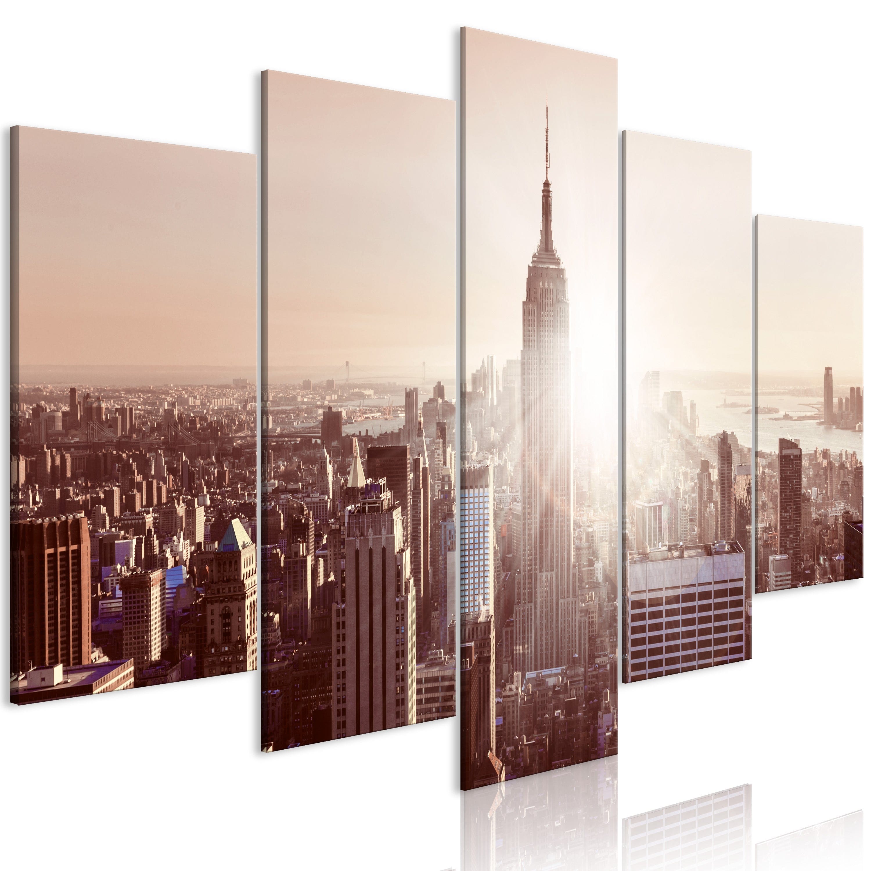 Glezna - Sun over Manhattan (5 Parts) Wide Brown Home Trends