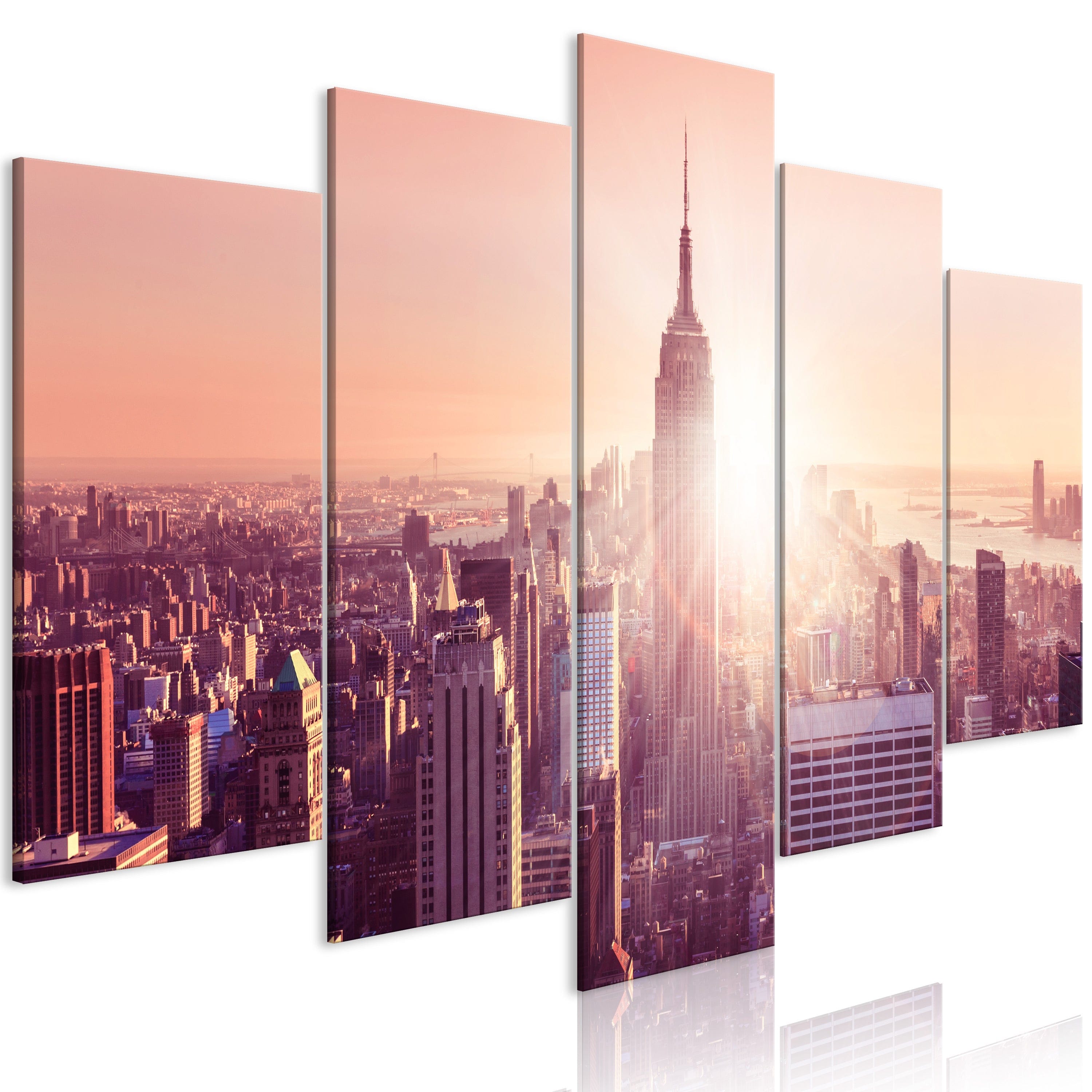 Glezna - Sun over Manhattan (5 Parts) Wide Orange Home Trends
