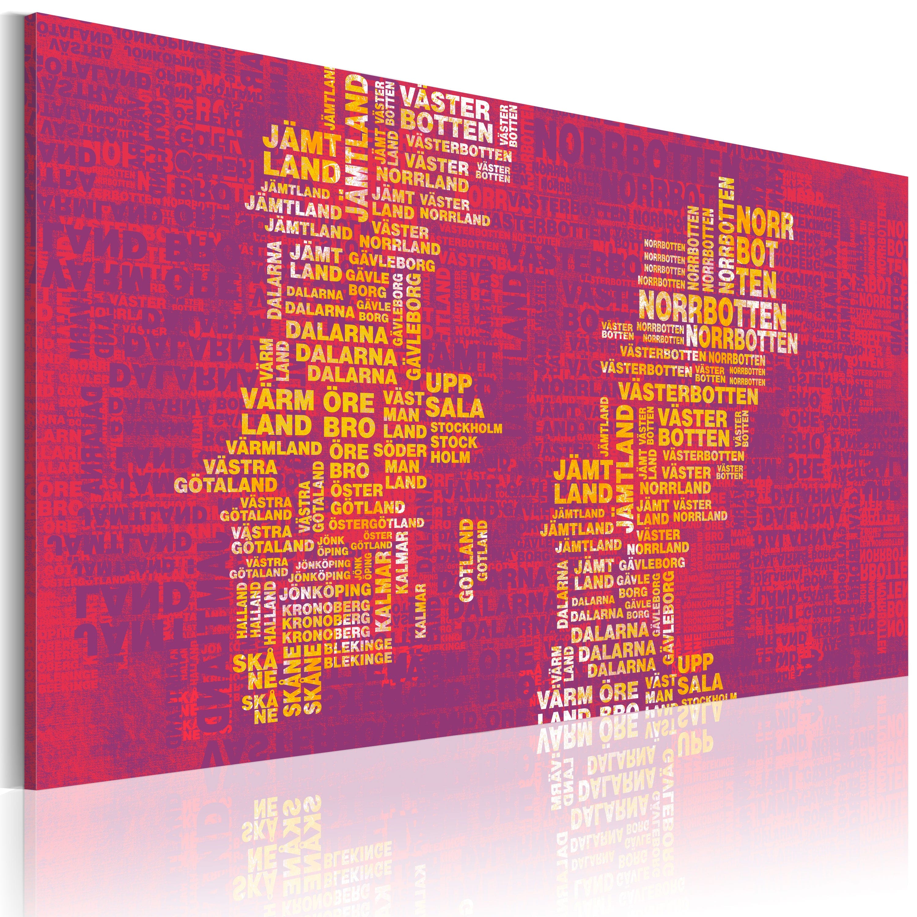 Glezna - Text map of Sweden (pink background) Home Trends