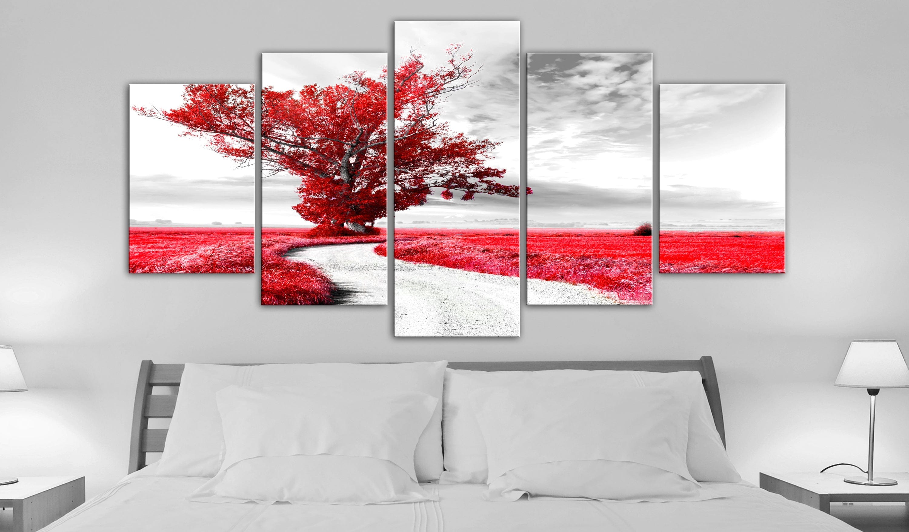 Glezna - Tree near the Road (5 Parts) Red Home Trends