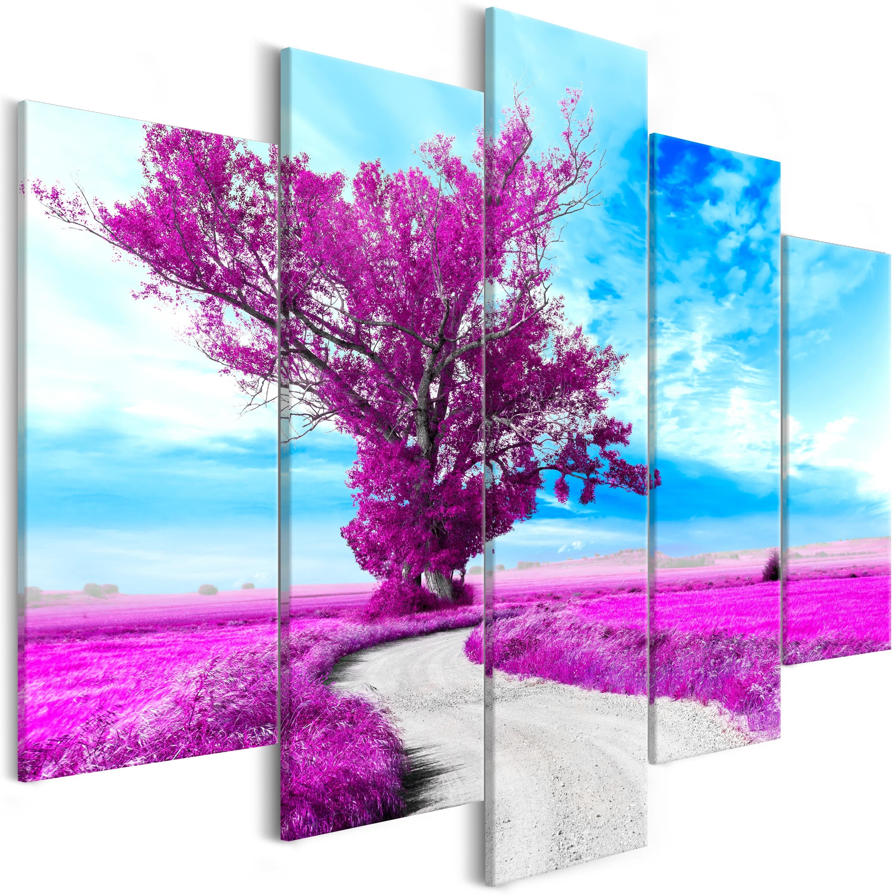 Glezna - Tree near the Road (5 Parts) Violet Home Trends