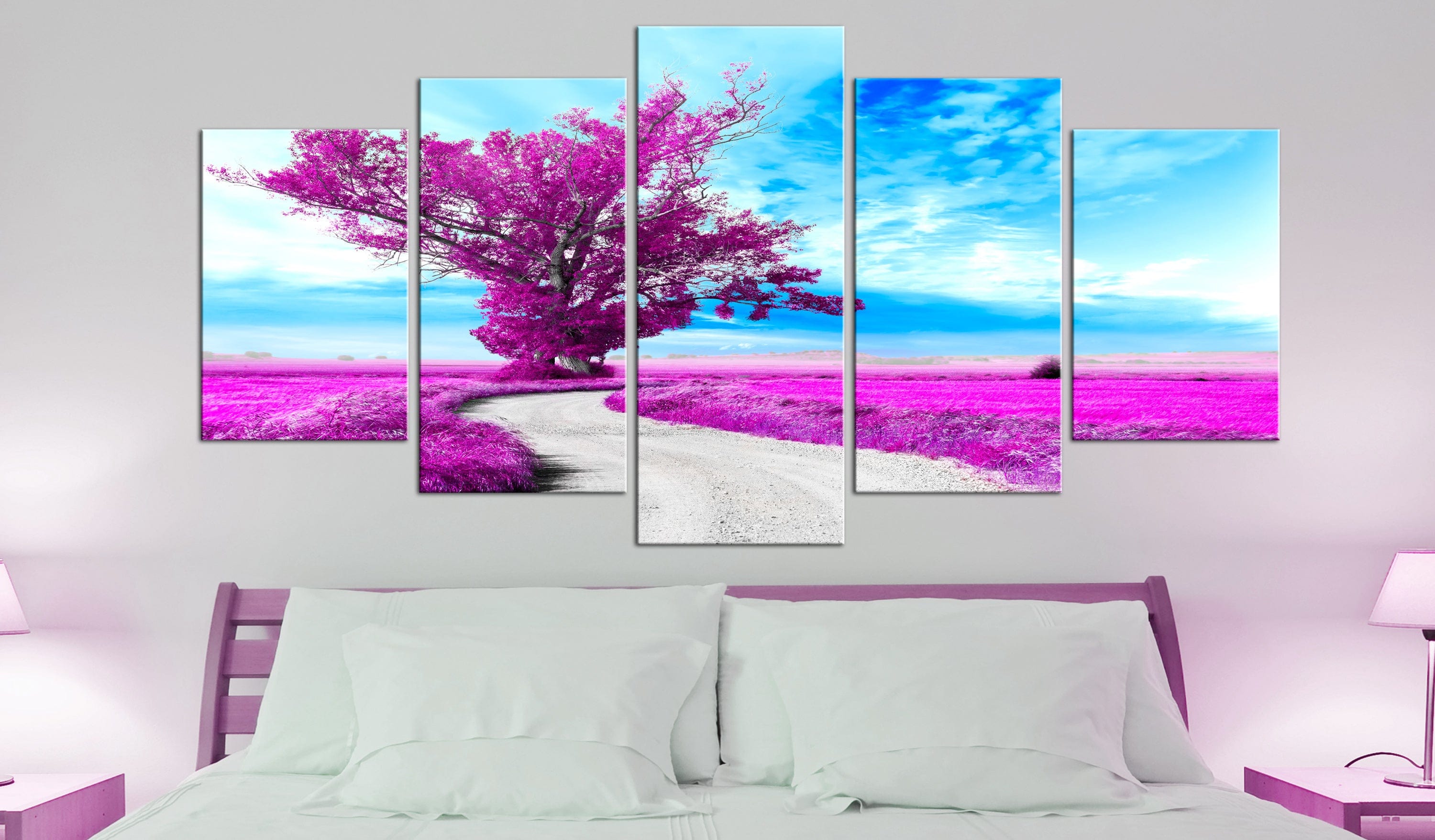 Glezna - Tree near the Road (5 Parts) Violet Home Trends
