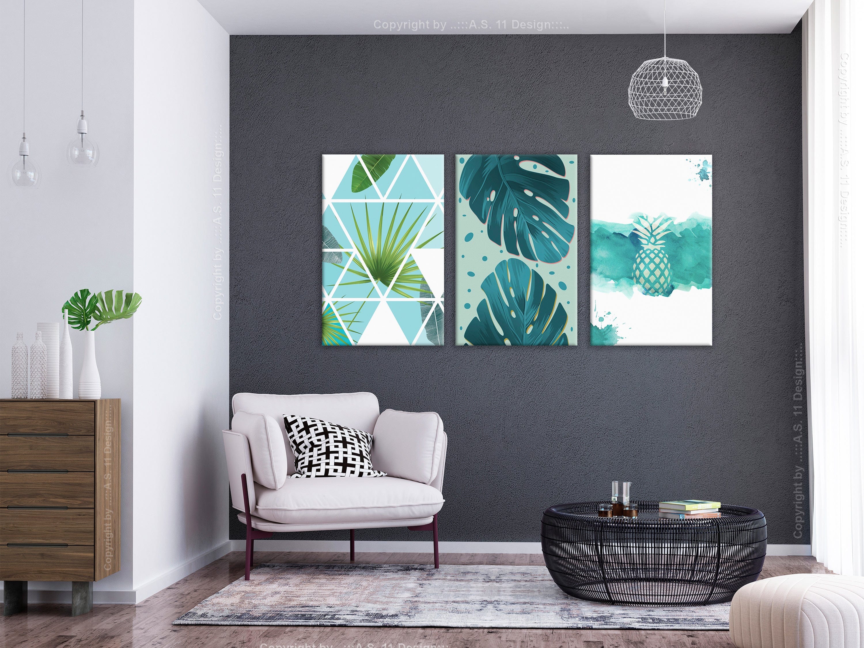 Glezna - Turquoise Tones (3 Parts) 120x60 Home Trends