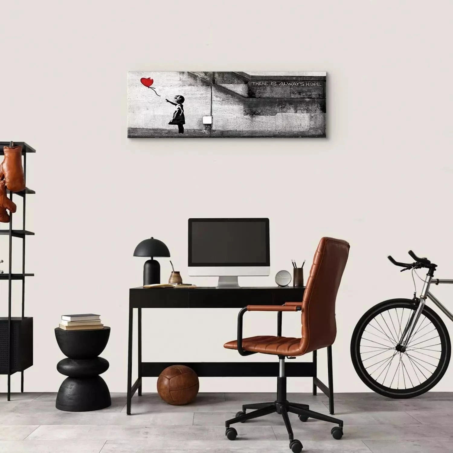 Kanva - Vienmēr ir cerība, Banksy stilā - 123184 (pelēkā un sarkanā krāsā) Home Trends
