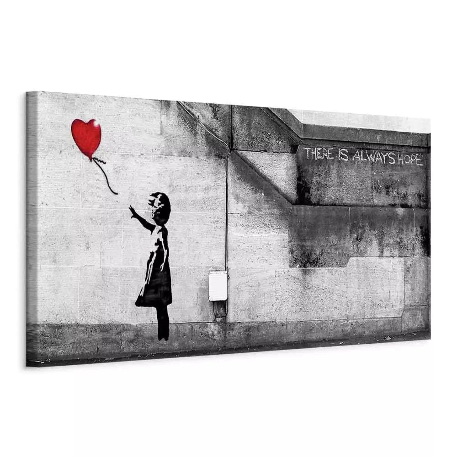 Kanva - Vienmēr ir cerība, Banksy stilā - 123184 (pelēkā un sarkanā krāsā) Home Trends