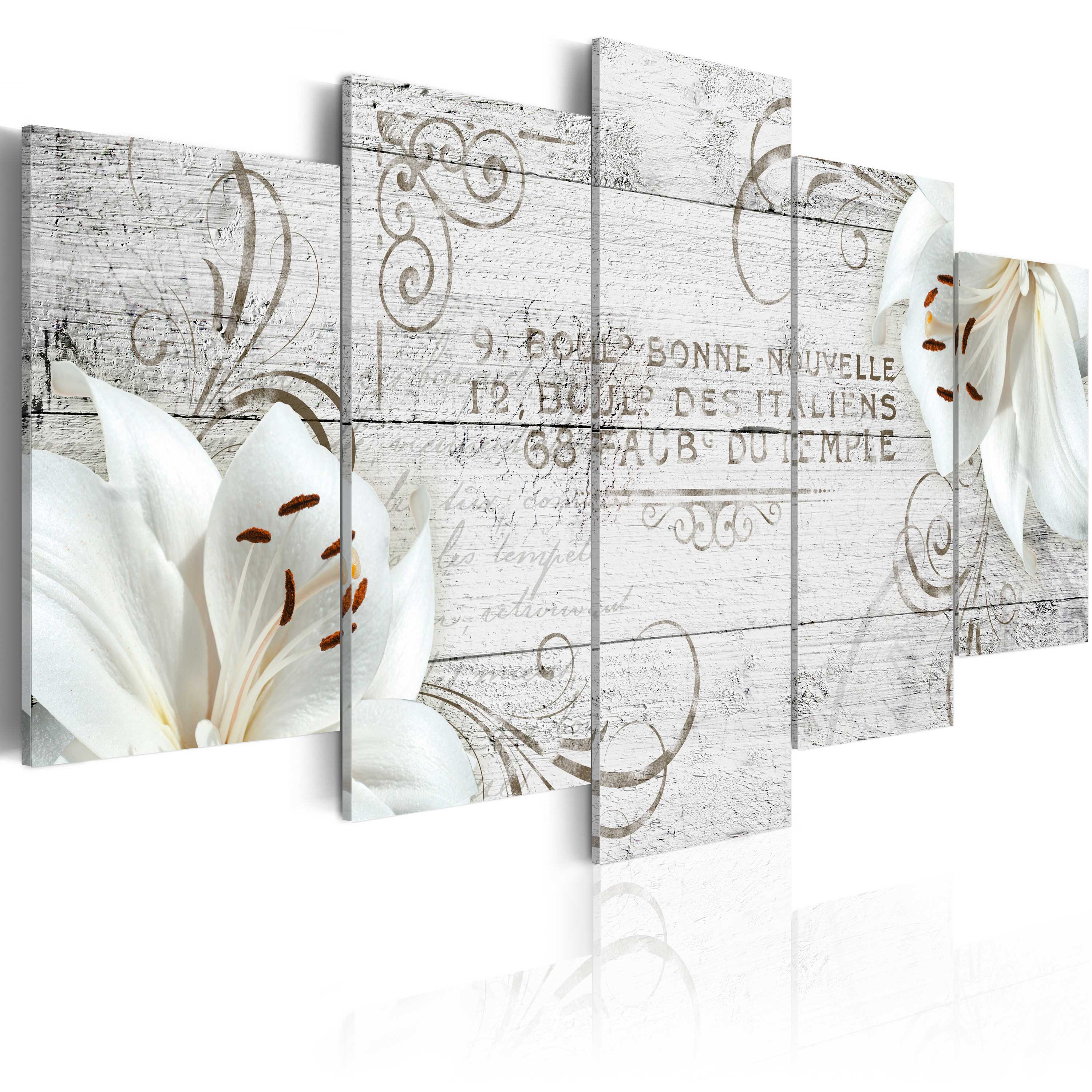 Glezna - White lilies on wood Home Trends