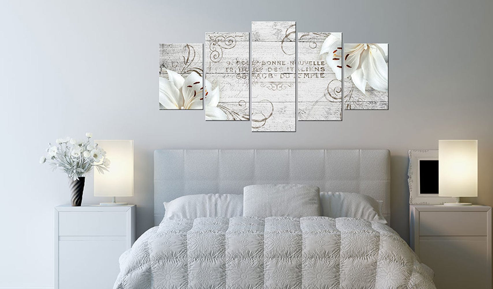 Glezna - White lilies on wood Home Trends
