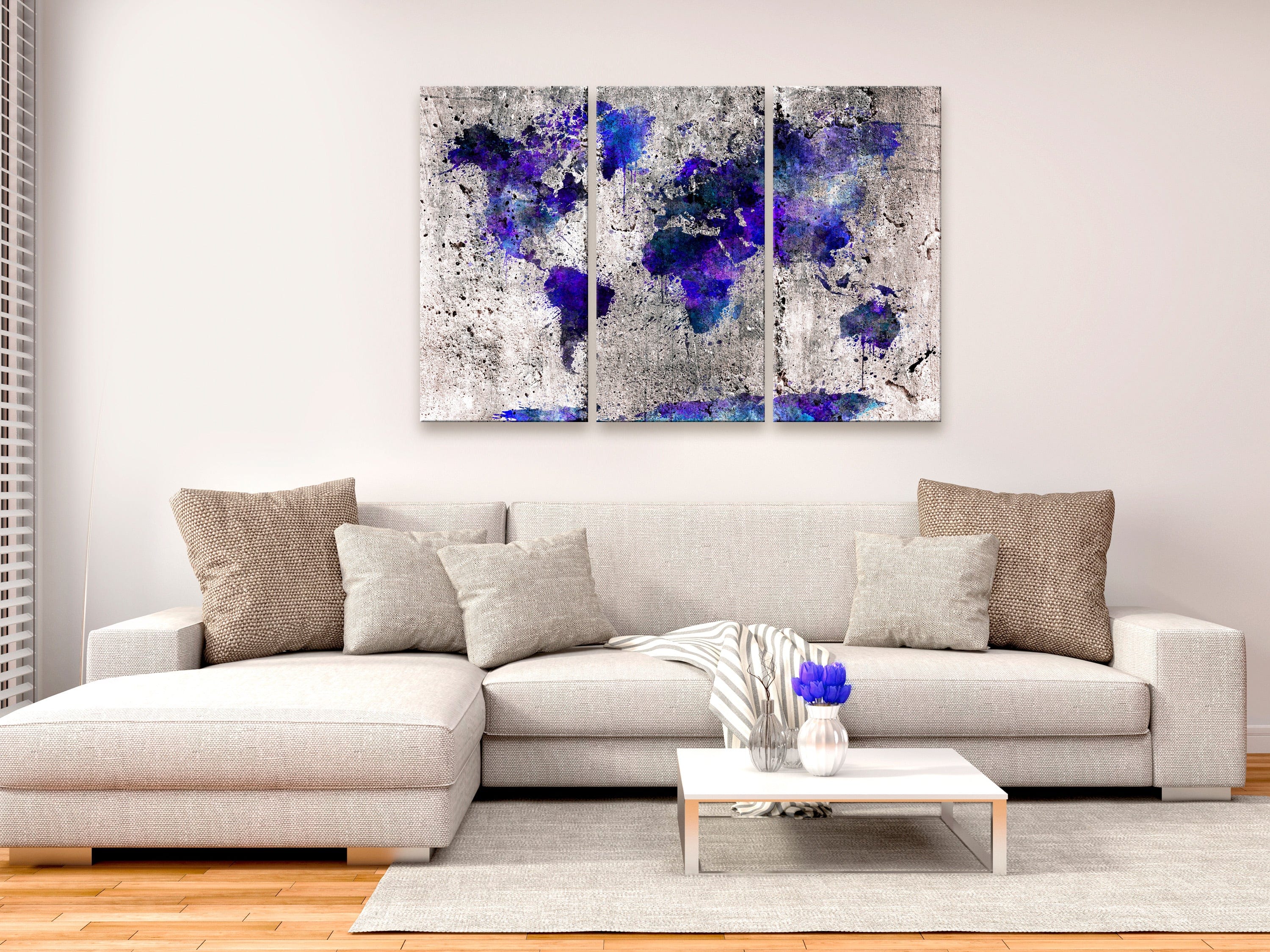 Glezna - World Map_ Ink Blots (3 Parts) Home Trends