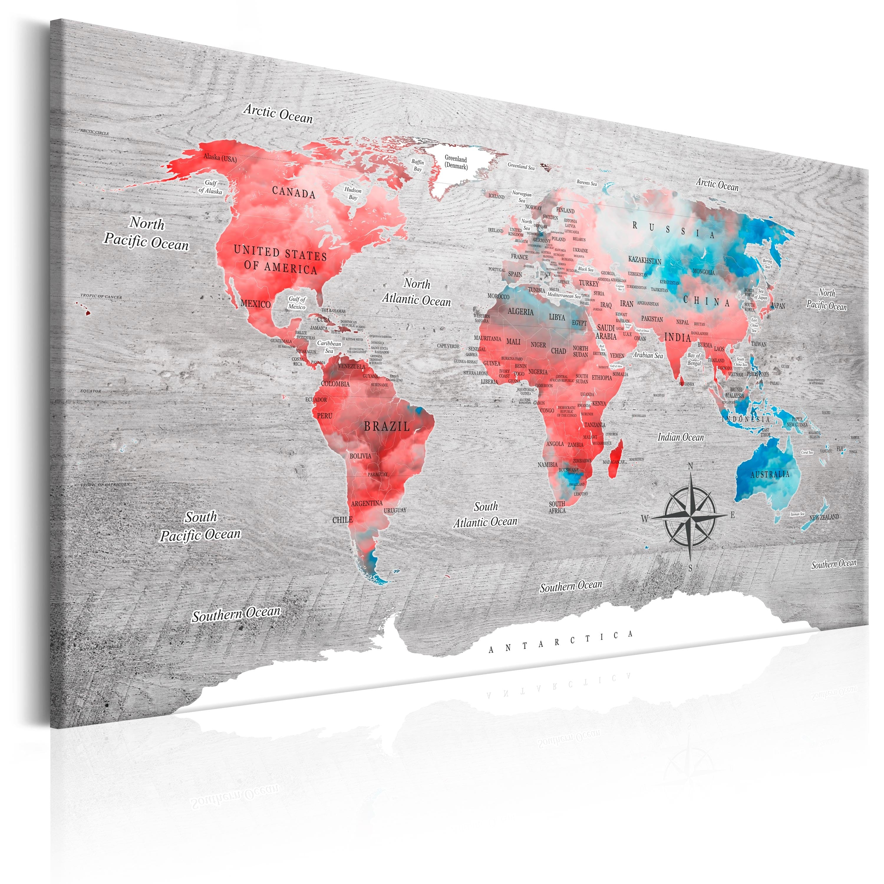 Glezna - World Map_ Red Roam Home Trends
