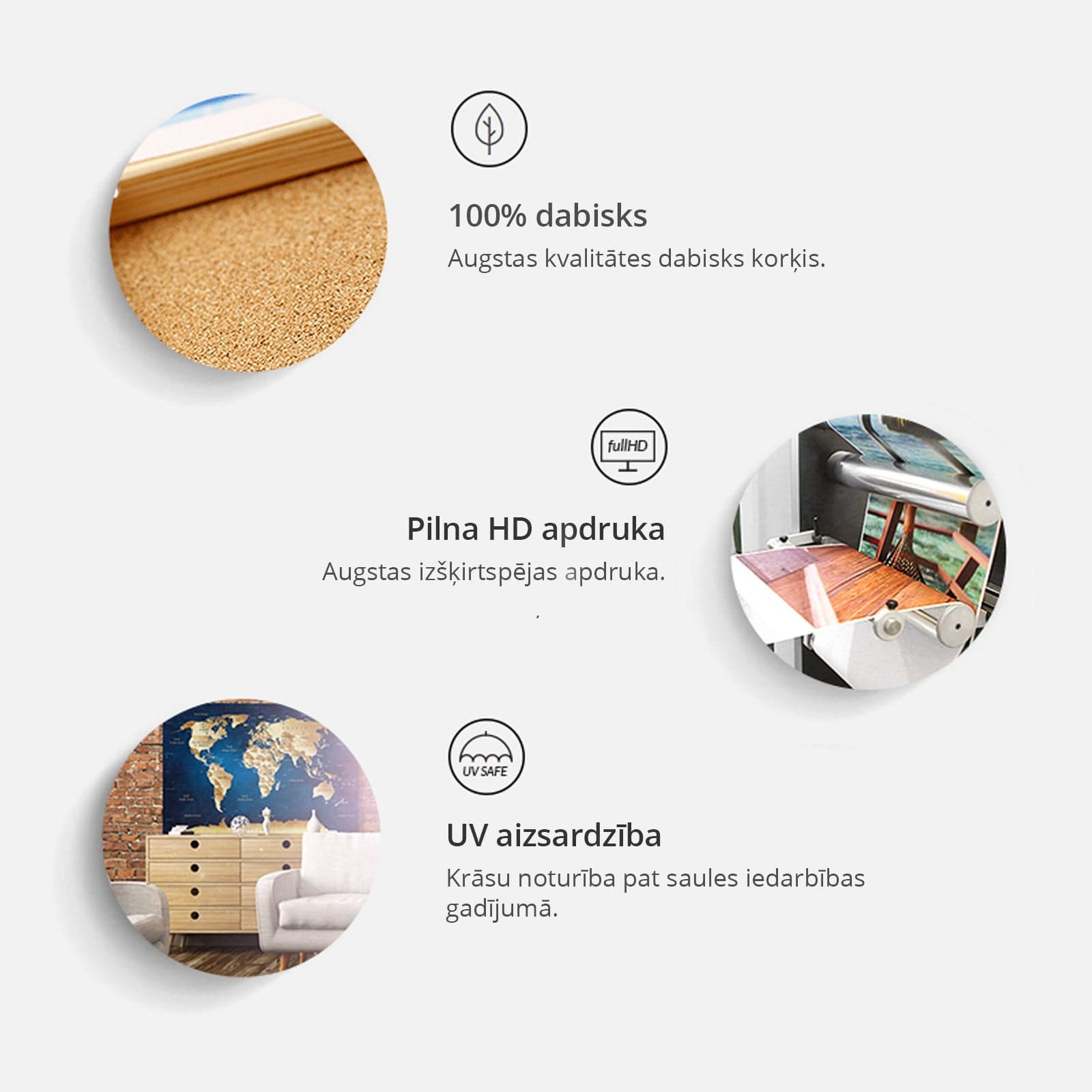 Korķa tāfele ar dekoru - Koka apmales E-interjers.lv