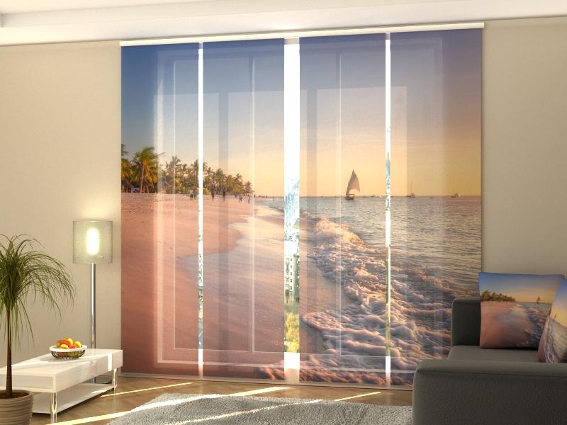 Paneļu aizkari (4 daļas) Colorful Sunset at the Tropical Beach Home Trends