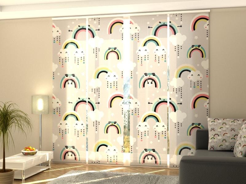 Paneļu aizkari (4 daļas) Curtains Cute Rainbow and Clouds with Eyes Screen / 140 / 40 Home Trends
