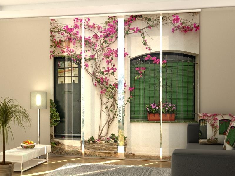 Paneļu aizkari (4 daļas) Curtains Flowers on the Window Screen / 140 / 40 Home Trends