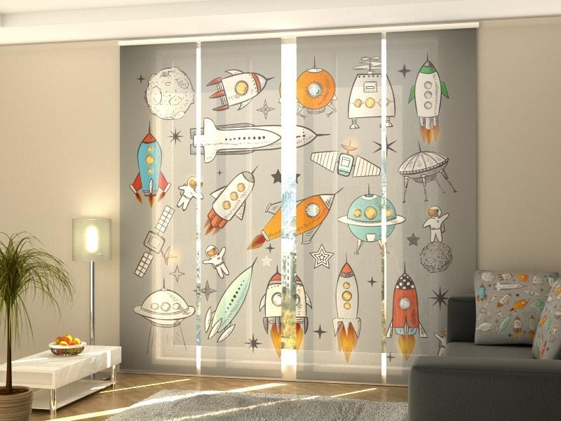 Paneļu aizkari (4 daļas) Curtains Spaceships and Shuttles Screen / 140 / 40 Home Trends