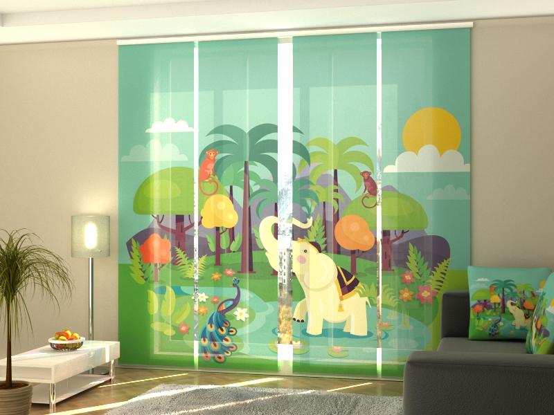 Paneļu aizkari (4 daļas) Indian Animals Home Trends