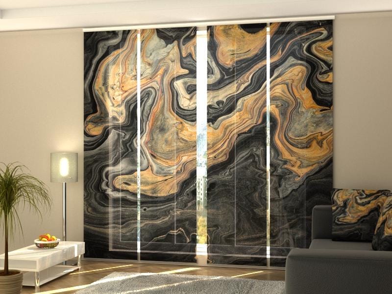 Paneļu aizkari (4 daļas) Luxury Golden and Black Marble Home Trends
