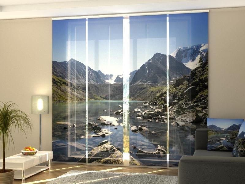 Paneļu aizkari (4 daļas) Mountain Lake in Altai Home Trends