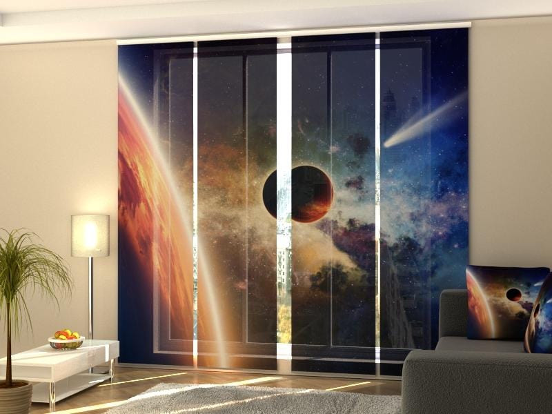 Paneļu aizkari (4 daļas) Nebula, Stars and Comet in Space Home Trends