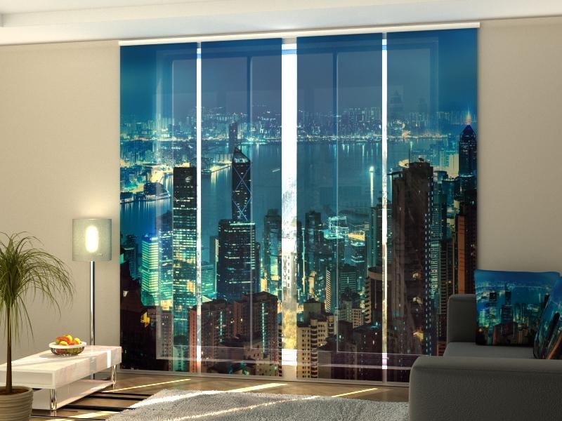 Paneļu aizkari (4 daļas) Panorama of Evening Hong Kong Home Trends