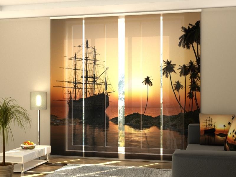 Paneļu aizkari (4 daļas) Sailboat at Sunset Home Trends