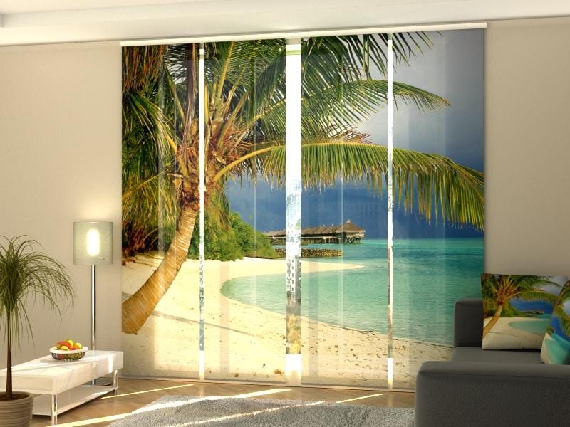 Paneļu aizkari (4 daļas) Tropical Beach with Palms Home Trends