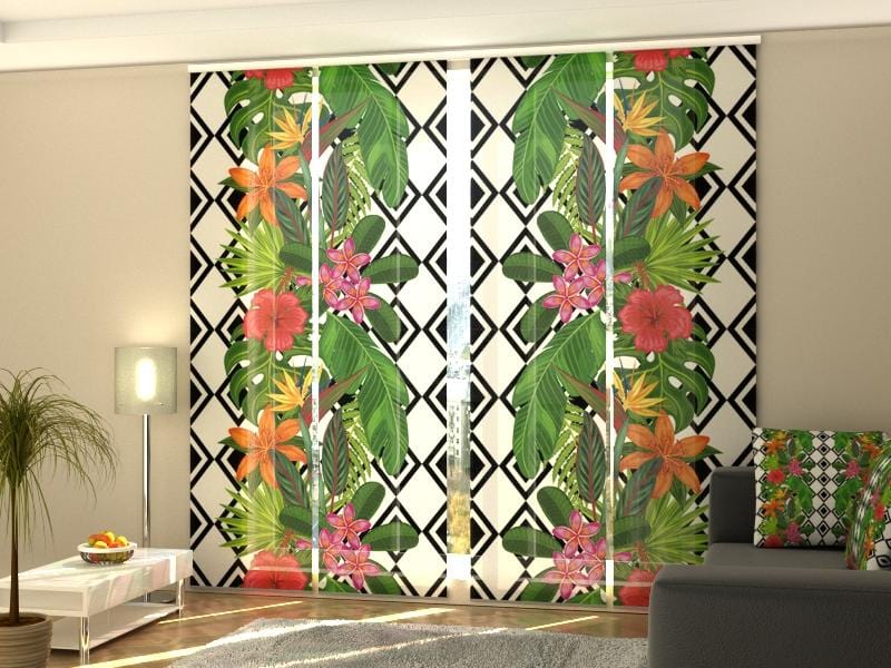 Paneļu aizkari (4 daļas) Tropical Plants and Rhombus Home Trends