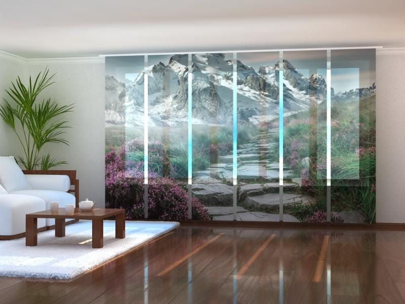 Paneļu aizkari (6 daļas) Beautiful Summer Fog in the Mountains Home Trends