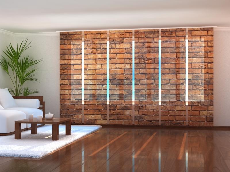 Paneļu aizkari (6 daļas) Brick Brown Wall Wellmira