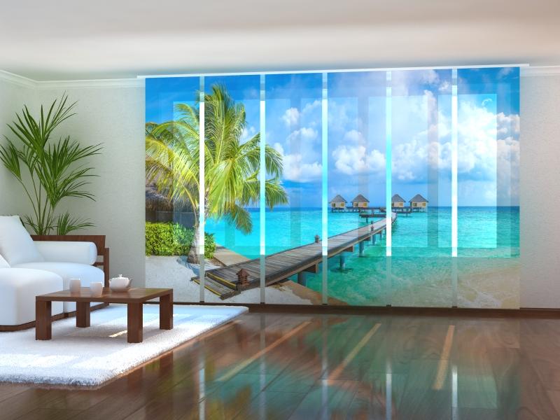 Paneļu aizkari (6 daļas) Bungalows in the Maldives Screen / 140 / 40 Wellmira