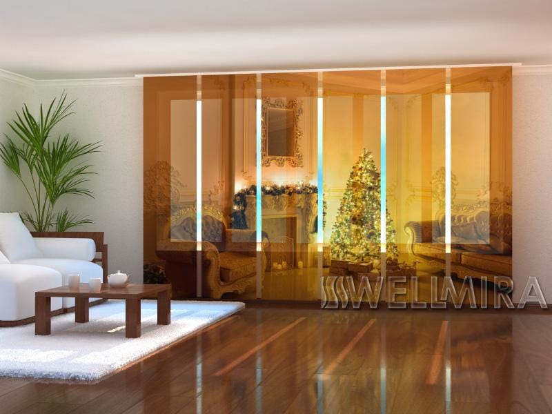 Paneļu aizkari (6 daļas) Christmas Fireplace Wellmira