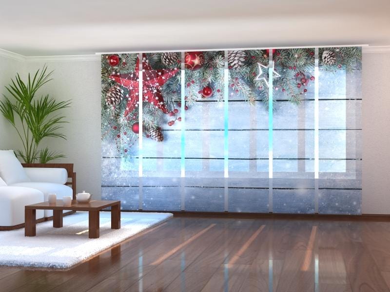 Paneļu aizkari (6 daļas) Christmas Red Star Screen / 140 / 40 Wellmira