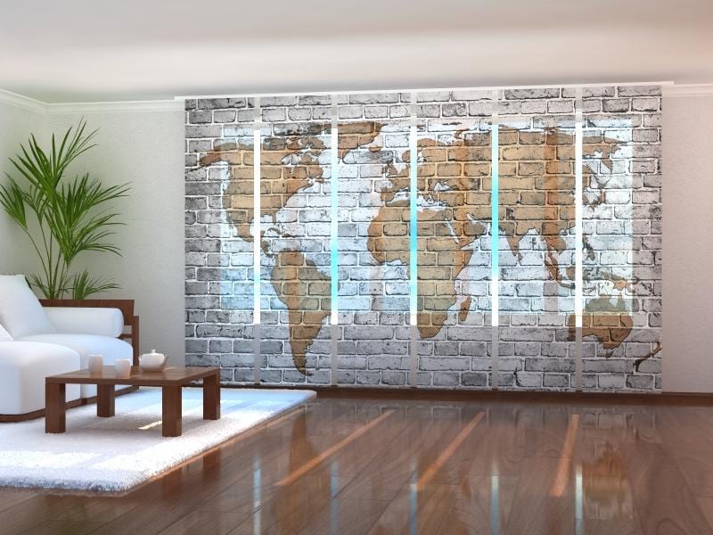 Paneļu aizkari (6 daļas) Drawn Map on the Wall Wellmira