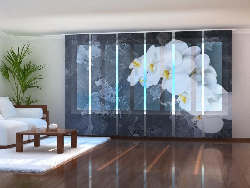 Paneļu aizkari (6 daļas) Fresh Orchids on a Stone Wellmira