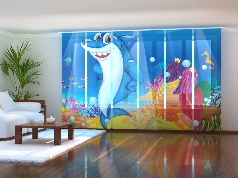 Paneļu aizkari (6 daļas) Funny Shark Wellmira