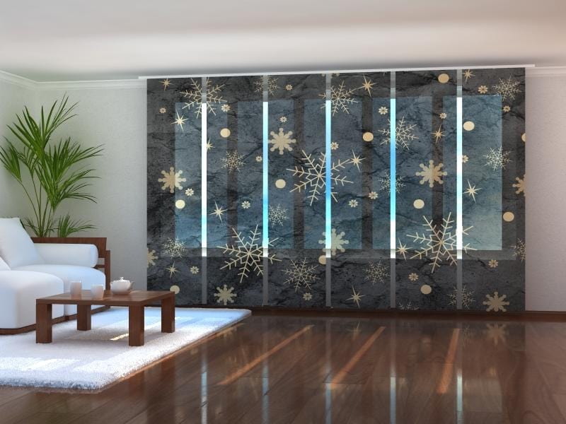 Paneļu aizkari (6 daļas) Golden Snowflakes Wellmira