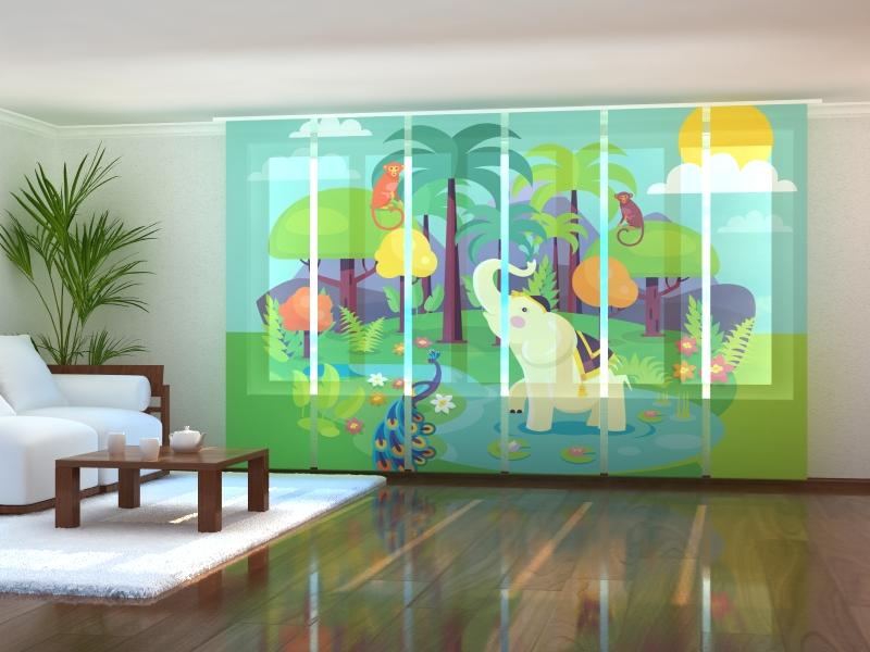 Paneļu aizkari (6 daļas) Indian Animals Home Trends