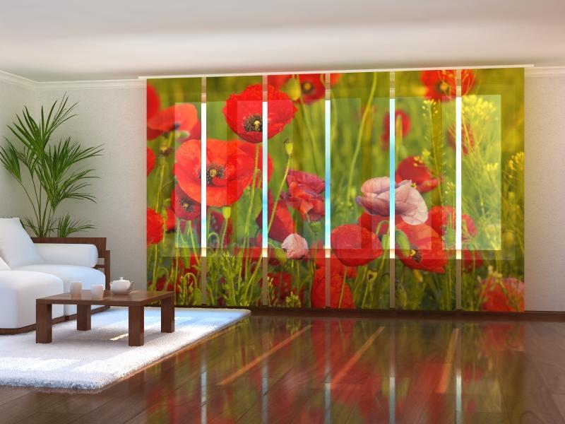 Paneļu aizkari (6 daļas) Red Poppies Screen / 140 / 40 Wellmira