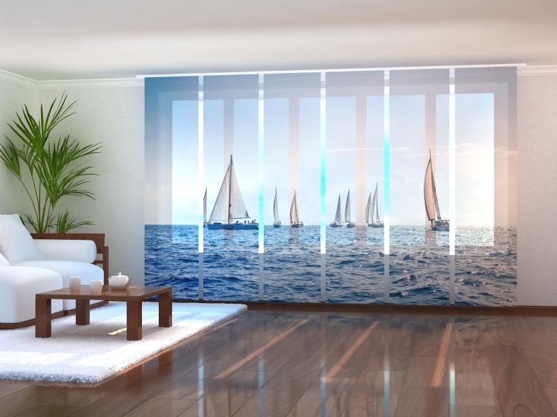 Paneļu aizkari (6 daļas) Sea and Sailboats Screen / 140 / 40 Wellmira