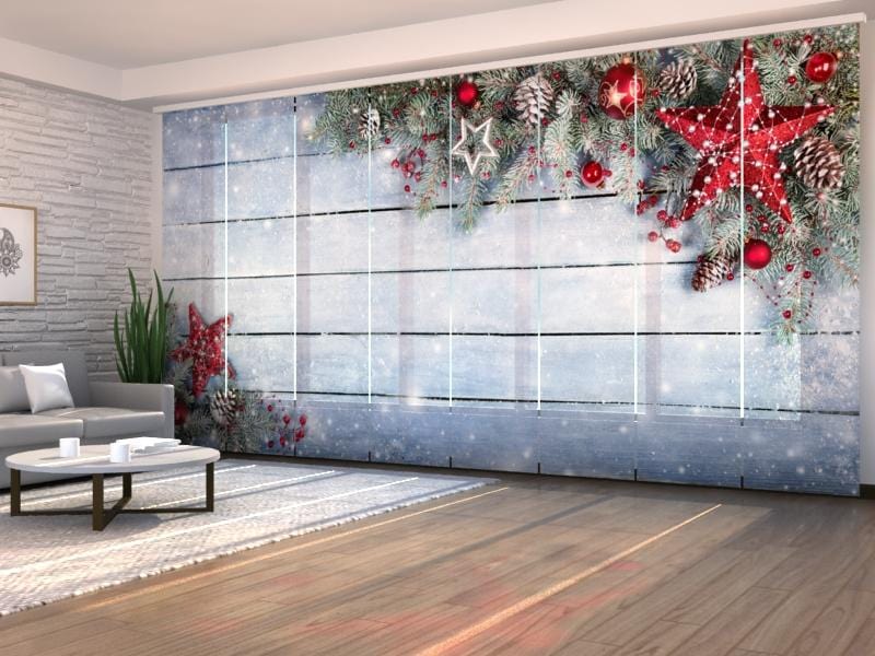 Paneļu aizkari (8 daļas) Christmas Red Star 2 Home Trends